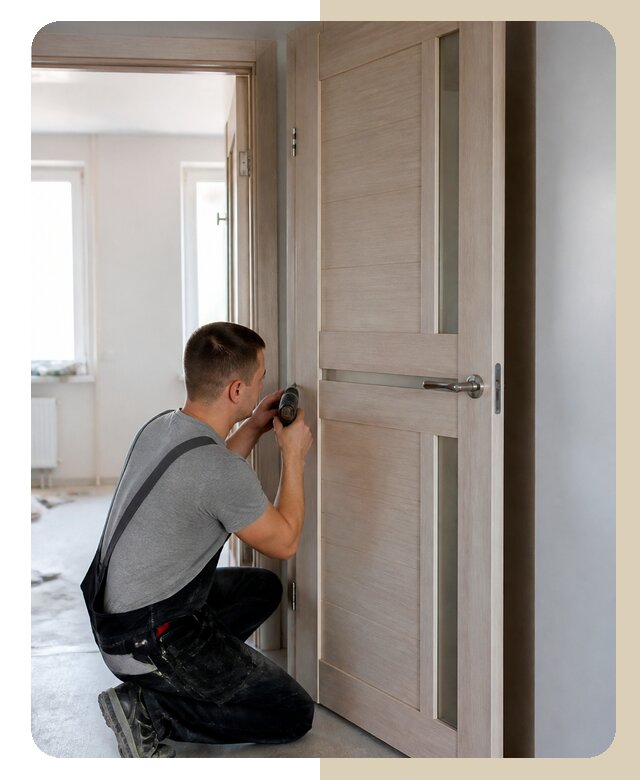 Монтаж деревянной двери в Топках по цене от 4560 р. | Дверной